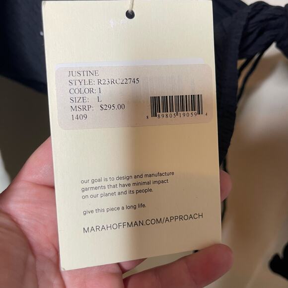 NWT Mara Hoffman Justine Twist-Front Cropped Blouse in Black sz L - Picture 4 of 13